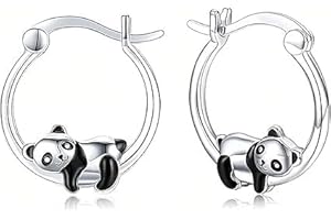 PNPGDYK Orecchini Panda per Bambine Ragazza - Argento Sterling 925 Piccoli Orecchino CerchiI Ipoallergenici Animali Huggie Regalo di Compleanno per Donne