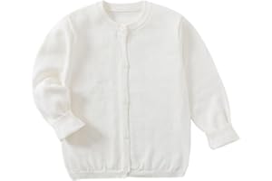 Yealoo Chaqueta de punto para niña, uniforme escolar, chaqueta de algodón, chaqueta para niños y niñas, cuello redondo, manga larga, suéter con botones