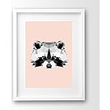 Kinderzimmer Poster ungerahmt, kleiner Waschbär Origami A4 Tierposter