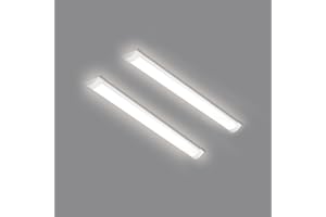 HUMIGA 2 Pack 2FT LED Batten Light, 20W 1800LM Slim Profile Wide Tube Lighting for Ceiling of Indoor Home Garage Shop Office, PC Body,Neutral White 4000K