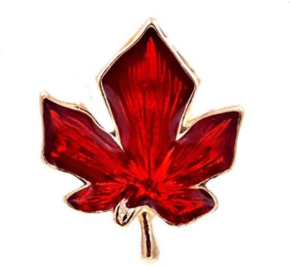 Small Island Tiny Little Red Maple Leaf Brooch Pin - Cute and Quirky (in Organza Bag)