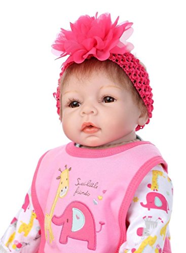 NPKDOLL Reborn Baby Doll Soft Silicone Vinyl 22inch 55cm Magnetic Mouth Lifelike Boy Girl Toy Pink Elephant A1UK
