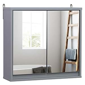 Amazon.de: HOMCOM Spiegelschrank Badschrank Hängeschrank Badmöbel