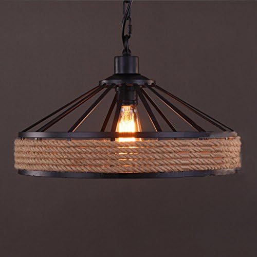 Retro Industrial Hemp Rope Chandelier Single Head, E27 Specifications Flame Retardant Lamp Holder, Restaurant Corridor Balcony Iron Lamp 39 * 20cm Hanging Line 100cm Adjustable