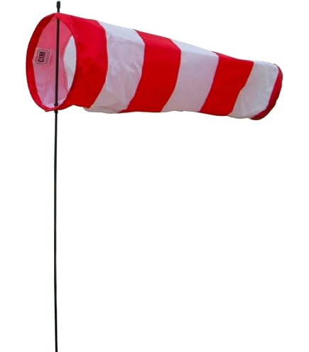 Manche à Air Aéroport 60cm Rouge Blanc - Indicateur Vent Extérieur Polyester Résistant