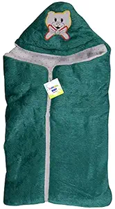 Toddylon New Born Baby Hooded Blanket with Chain Cum Zipper Wrapper Sleeping Bag for Baby Boys & Baby Girls (0-6 Months, Green)
