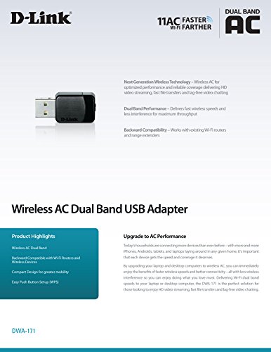 D-Link DWA-171     Adaptador USB de red WiFi AC600  USB 2 0  compatible Windows  Mac OS  Linux  bot  n WPS  encriptaci  n WPA2  negro
