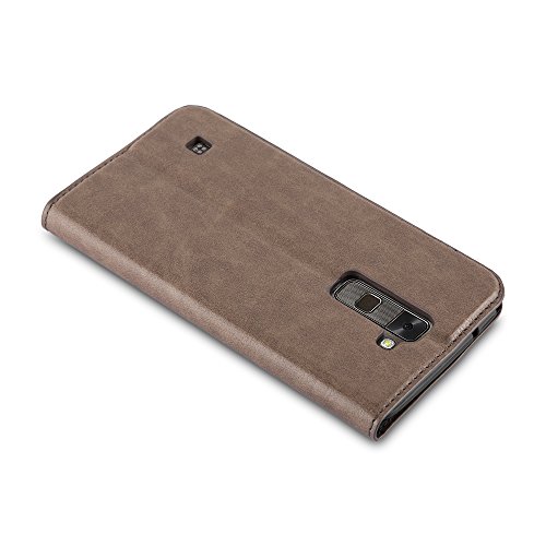 LG STYLUS 2 Funda Estilo Libro de Cuero Sint  tico en MARR  N CAF   de Cadorabo  Dise  o IM  N INVISIBLE      Cubierta Protectora con Cierre Magn  tico  Tarjetero y Funci  n de Suporte     Protecci  n Carcasa Caja Etui Case Cover