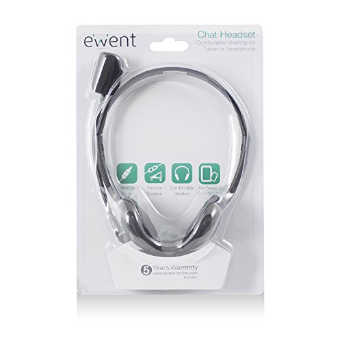 Ewent EW3567 Cuffia con Microfono per il Computer Portatile iPhone Samsung Smartphone PS4 New X-Box Tablet PC iPad iPod MP3, Jack UNICO 4 Pin 3.5mm per Cuffie e Microfono