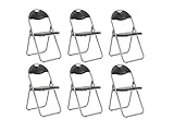 Lot de 6 pliable et matelassée Chaises fauteuils de bureau pliants en faux cuir assortis Noir