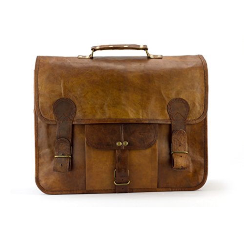 A.P. Donovan – Leder-Schulter-Tasche handgefertigt – robuster Messenger Bag im vintage Look – Laptop-Büro-Akten-Umhänge-Tasche mit Tragegriff - 2