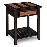 HECHA PARA DURAR: Apoyada en patas de madera maciza, esta mesita de noche es lo suficientemente robusta, capacidad de carga: 68 kg. un florero o una lámpara pesada no es problema