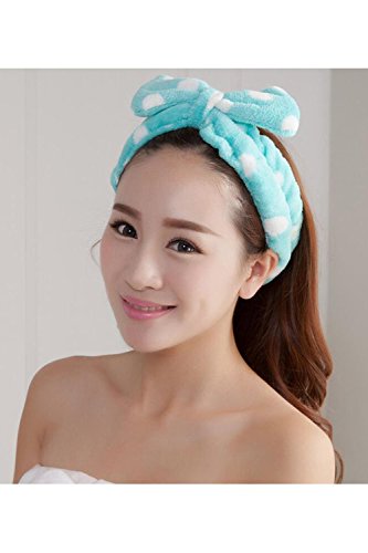 nalmatoionme 2 Frauen Coral Fleece bowknot Make-up Kosmetik Haar Band Haarband (Pink und Blau) - 3