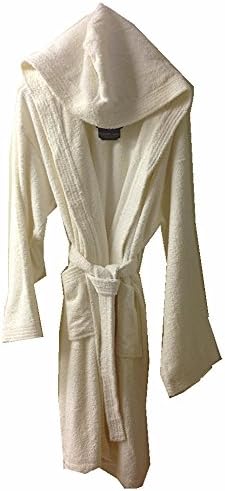Men's Women's 100% Egyptian Cotton Terry Towelling Bathrobes 22 Colours Free Post (Off White With Hoody)