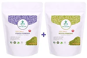 Herbs and Crops Natural Indigo with Natural Henna Powder Combo, 227g (Pack of 2)