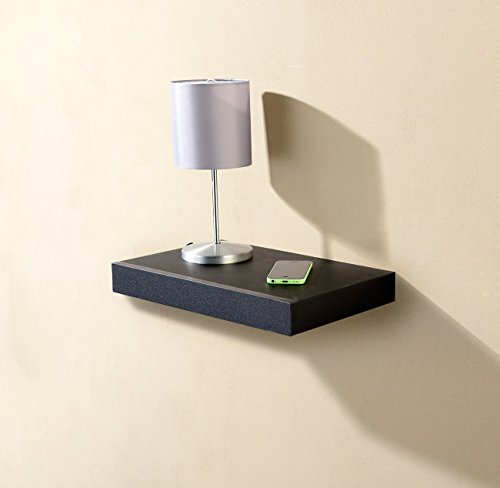 Carlo Milano Wandregal mit versteckter Schublade, 40 x 5 x 25 cm, schwarz - 5