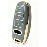 AutoHan Keys L&uuml;x Audi Anahtar Kılıfı, A3 A6 A7 A8 E-tron Q8 C8 Modelleri i&ccedil;in, Gri ve Altın Renk, Nano Kaplama