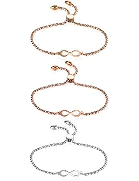 JewelryWe Schmuck Damen Armband, Lieben Infinity Unendlichkeit Zeichen Verstellbar Charm Armkette Armreif, Edelstahl...