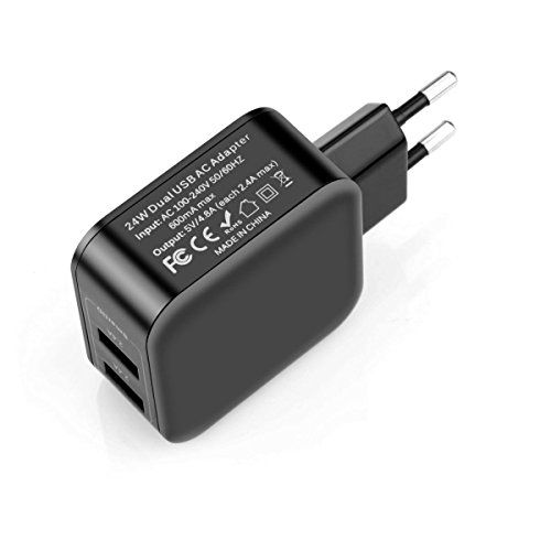 iClever   BoostCube Cargador USB  Travel Wall Charger con SmartID Tecnolog  a  24W   4 8A 2 Puertos  Cargador Port  til  Cargador de Pared  Adaptador USB -Negro