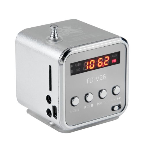 Mini Altavoz Port&aacute;til Tarjeta SD TF USB 3.5mm para MP3 FM Plata