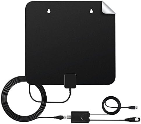 TV Aerial Indoor 50+ Mile Range Amplified - Cuker Digital TV Antenna with Detachable Signal Amplifier Booster for 1080P High Reception Free Gain with 10FT Coaxial Cable - Black and White