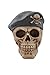 Produktbild Schädel mit Beret Kappe und Schädelwappen 16 cm Totenkopf Totenschädel Figur