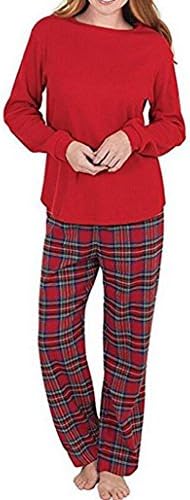 WWZ Family Matching Plaid Thermal Pajamas PJs Sets for The Family(Mom, S)