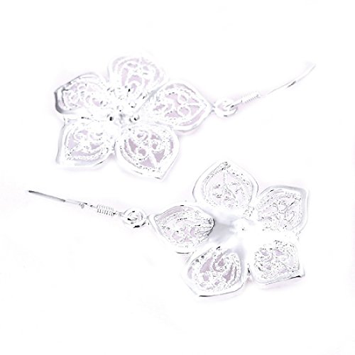 Joyería elegante moda, plata 925, eardrop esqueleto flor
