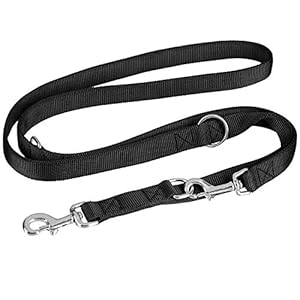 vitazoo Correa de Perro en Negro Grafito, Resistente y Ajustable en 3 Longitudes (1,4 m – 2,1 m) | con 2 años de garantía de satisfacción | Correa para Perro, Correa Doble, Fabricada