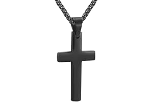 PROSTEEL Cross Necklace Mens, Cross Pendant with Adjustable Chain, Sliver Black Gold Plated Crucifix Necklace for Men 316L Stainless Steel Personalised Engraving Available -With Gift Box