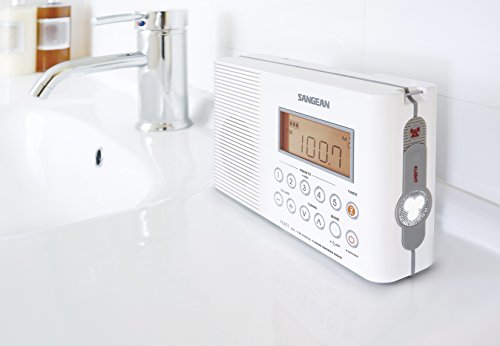 Sangean H201 tragbares Duschradio (UKW/-MW Tuner, wasserdicht, LED-Taschenlampe, Tragegriff) weiß - 9