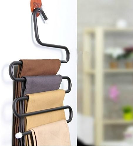 S-type 5 Layers Pants Trousers Hanger for Clothing with Multi Layer Metal Rack Storage Space Saver (Trousers Hanger) by KINGSUPER