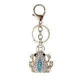 Coche Bolsa con incrustaciones de diamante diseño de rana Metal creativo llavero (azul)