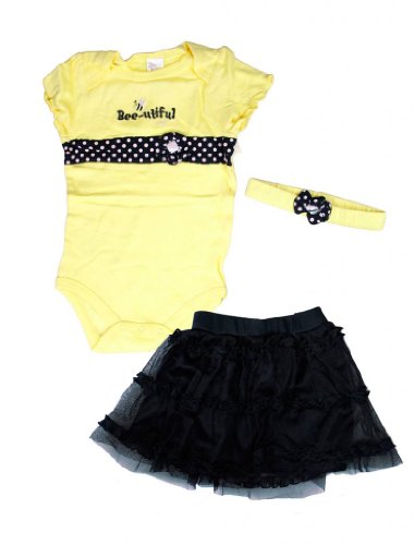 xhorizon FLK Baby Yellow Clothes Jumpsuit Romper Dot Princess Dress Hair Band Set