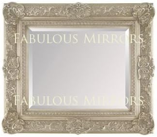 Large Antique Silver Ornate Embossed Shabby Chic Framed BEVELLED Wall / Overmantle Mirror 46inch x 34inch (117cm x 86cm) Stunning Quality - Ready to Hang - ITV Show Supplier