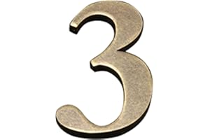Zayookey Metallo Numero Civico Antichi 4 Pollici (10 cm) Moderna Numeri Indirizzo di Casa di Porta in Bronzo House Number per Cassetta Postale Stradale (Door Number 3)