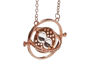 B.A.U.Q.O.O. Bauqoo Collana Giratempo Hermione Ispirata Saga Harry Potter Gadget Hogwarts Ciondolo Color Oro Clessidra Sabbia Nera in Astuccio Color Unicorno Magia Fantasy Cosplay
