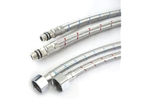 Xcel Home™ 2 Pipes (Pair) x 12mm (M12) x1/2 BSP (400mm) |5 Lengths| Flexible Tap Connectors | Replacement Kitchen Sink & Bathroom Basin Monobloc Mixer/Boiler Flexi Pipes Tails