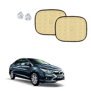 Sykit Car Adorable Beige Sun Shades for Side and Rear Window for Honda City i-VTEC (Set of 2)