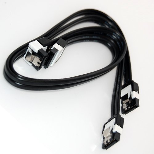 2x meeboo SATA Kabel 40cm schwarz | mit Clip | 1x gerade-gerade | 1x gerade-abgewinkelt | kompatibel bis zu S-ATA/600 | Serial ATA | 1,5GBs/3GBs/6GBs (abwärtskompatibel) | Premiumqualität