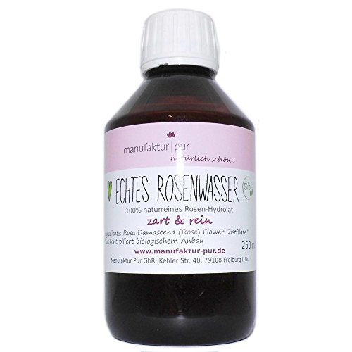 250 ml Echtes Rosenwasser Bio Organic Rose Water 100% naturreines Rosen-Hydrolat (in PET-Flasche mit OV)