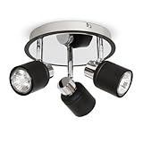 Requiere 3 bombillas GU10 de 50w (no se incluyen) o las bombillas LED de bajo consumo equivalentes