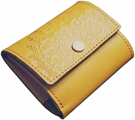 Leather wallet for men women. Minimalist wallet, money clip. Purse (yellow)