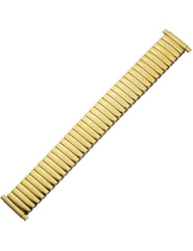 Uhrenarmband Metall 18mm gold glänzend poliert - Flexibles Metallband aus Edelstahl mit Teleskop-Anstoß 16 - 22...
