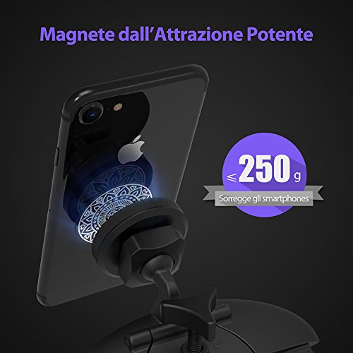 Supporto Auto Smartphone VAVA Supporto Magnetico Universale per il Vano del Lettore CD dellâ€™Auto, Potente Magnete Integrato, Perno Rotante a 360Â°, Compatibile con la Maggior Parte degli Smartphone, dallâ€™iPhone 5S allâ€™iPhone 7 Plus, Samsung Galaxy S6, S7 e S8