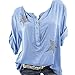 Produktbild Bluse Damen Herbst Shirt Knopf Fünfzackigen Stern Hot Drill Tops Oberteil Langarm 3/4 Ärmel O-Ausschnitt Sweatshirt Langarmshirt Lose Hemd Tunika