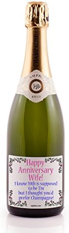 Ukgiftbox Happy Anniversary Wife 10th Anniversary Champagne- a fun and thoughtful gift for your wife on your 10th anniversary