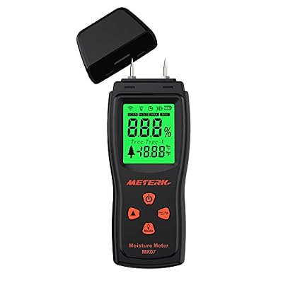 Meterk MK07 Bois Humidimètre 2%～70% Humidimètre du Bois Détecteur avec Écran LCD Rétroéclairé Arrêt Automatique Fonction de Maintien de Données, 2 Unit ℃ et ℉(Manuel Français, Batterie Incluse)