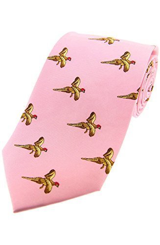 Farm Cottage Brands Soprano pink colour flying pheasants Country Silk Tie - country game shooting