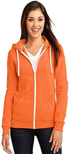 New Ladies Womens Girls PLUS SIZE Plain Zip Hoodie Sweatshirt Jumper Zipper Coat Jacket Neon orange S/8